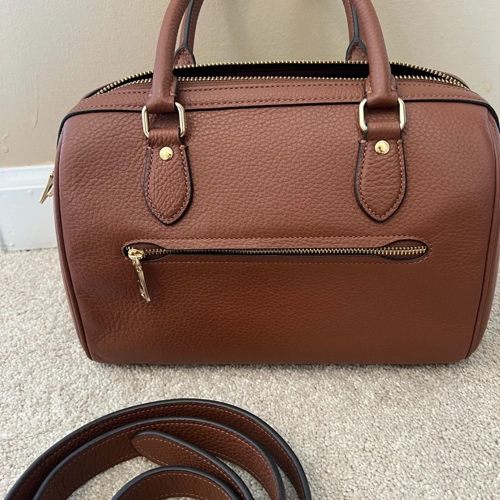Coach Rowan Brown Pebbled Leather Satchel with Gold Hardware - Picture 5 of 12